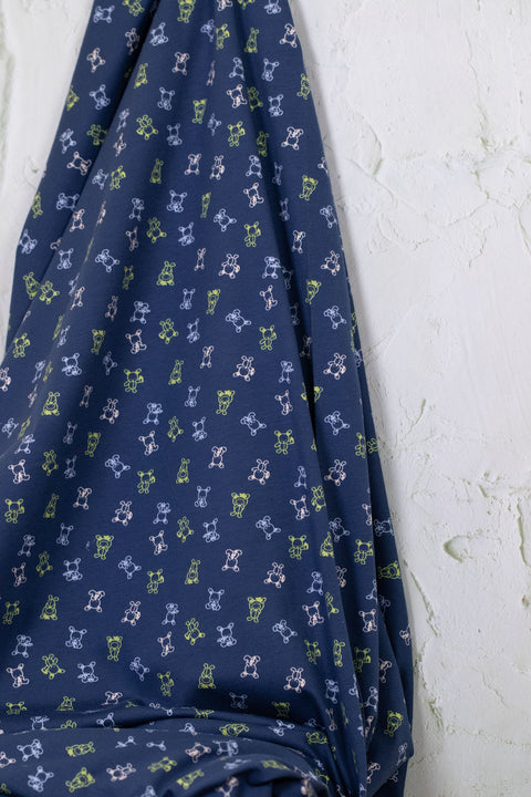Avalana by STOF - Printed Cotton Jersey - Baby & Teddy Bear - Blue