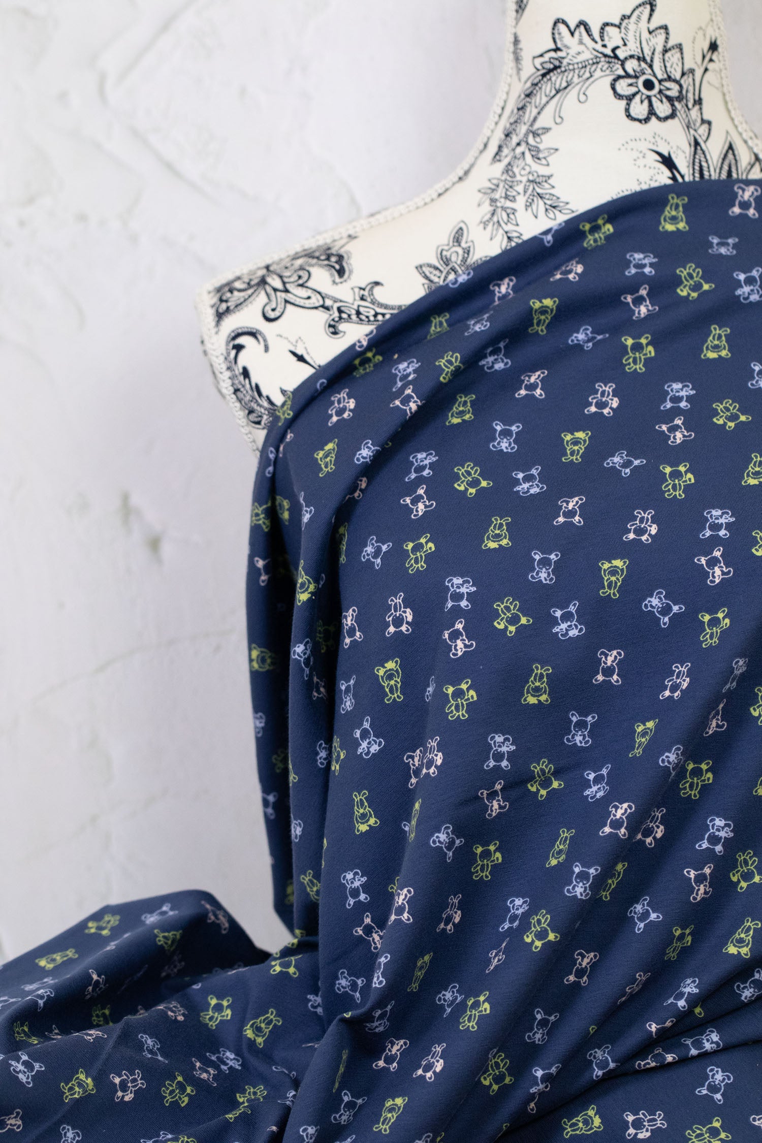 Avalana by STOF - Printed Cotton Jersey - Baby & Teddy Bear - Blue