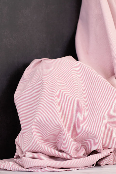 Bella Yarn Dyed Cotton Jersey Pink/White