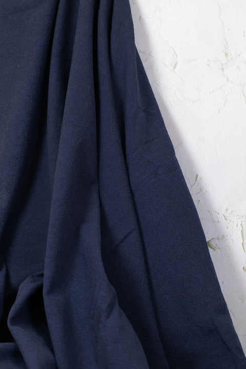 Textured Yarn-Dyed Cotton Twill Dark Blue