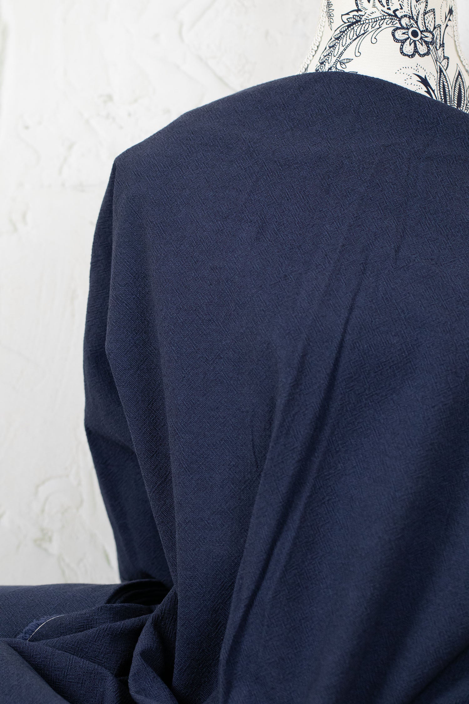 Textured Yarn-Dyed Cotton Twill Dark Blue