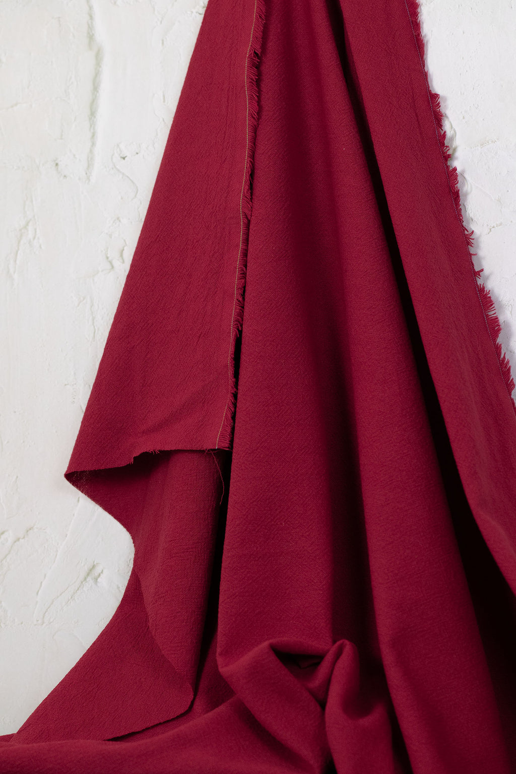Textured Plain-Dyed Cotton Twill Red