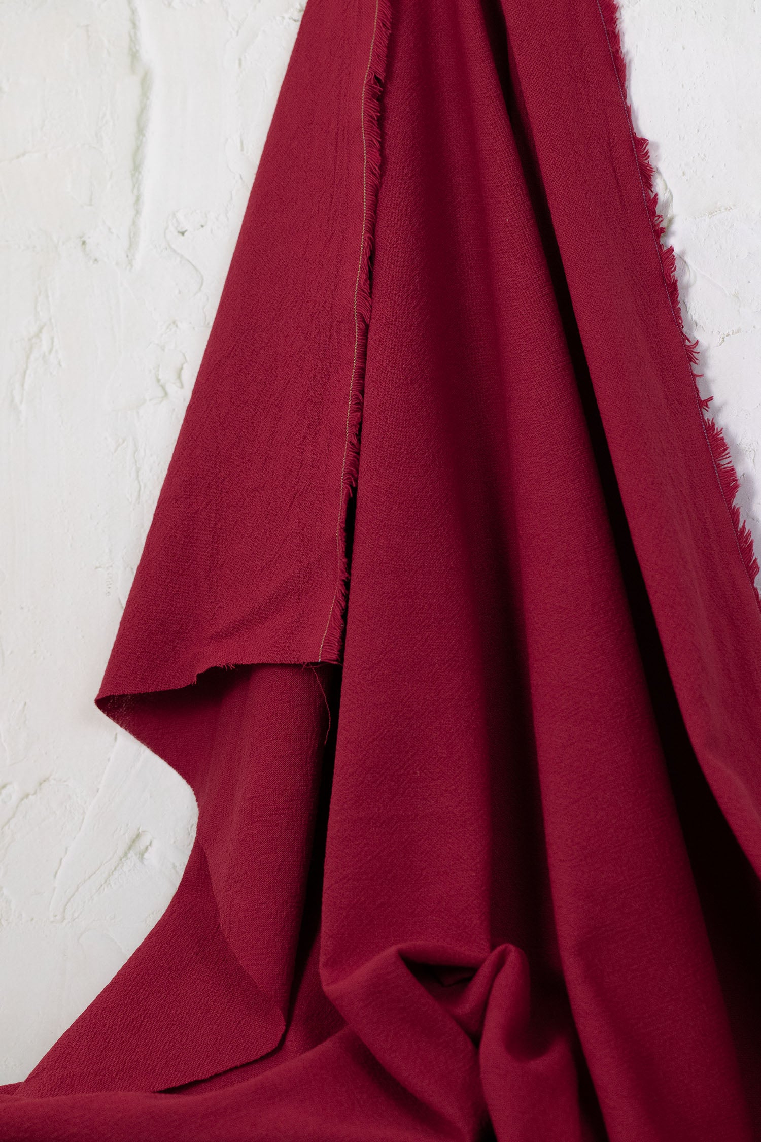 Textured Plain-Dyed Cotton Twill Red