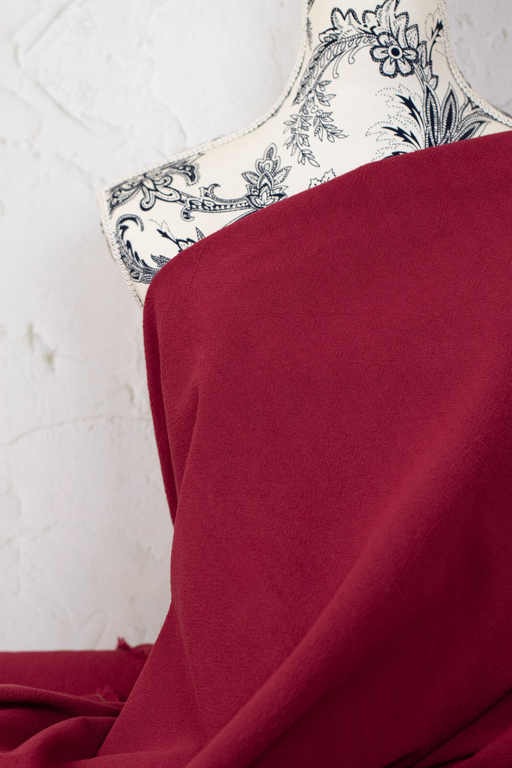 Textured Plain-Dyed Cotton Twill Red