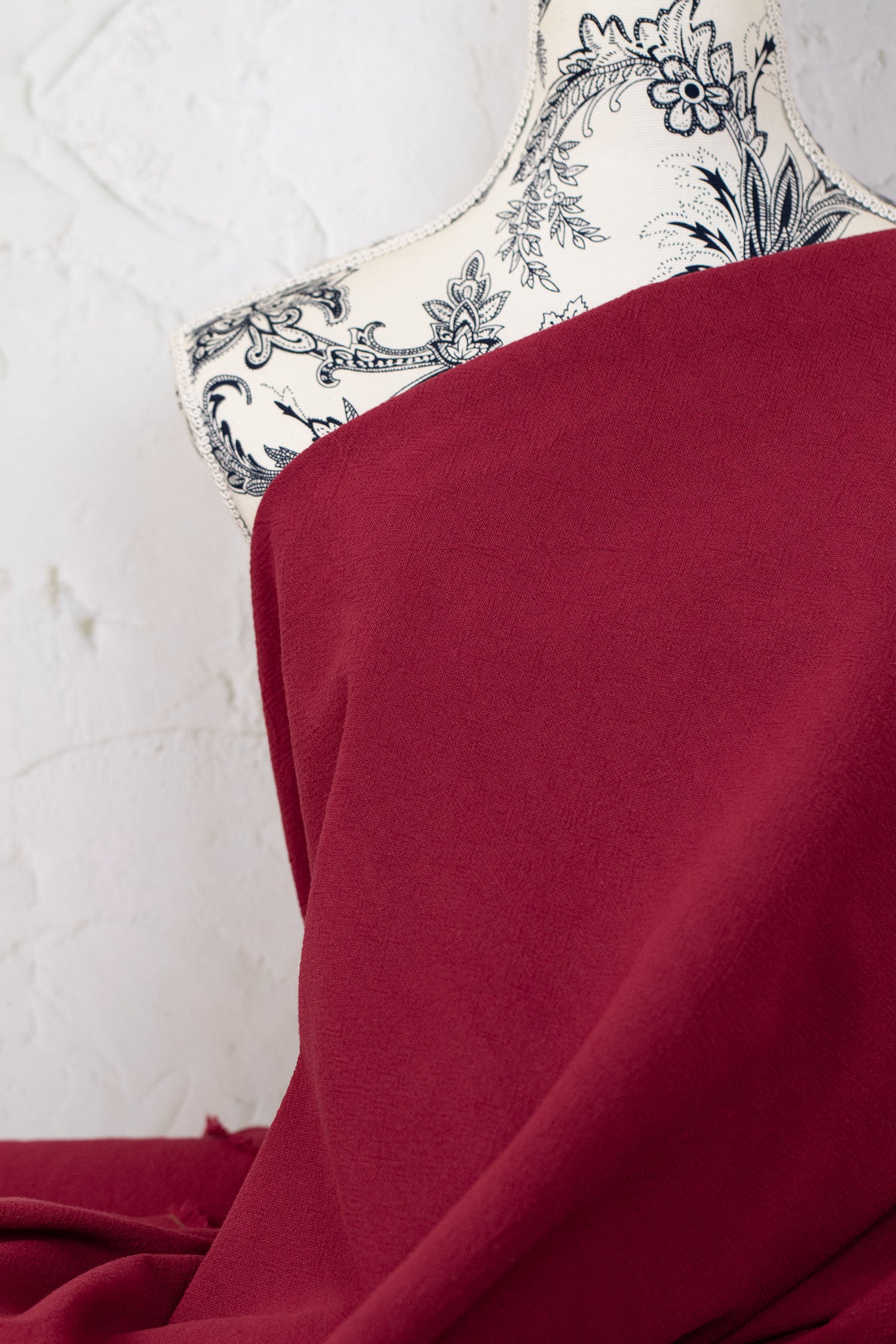 Textured Plain-Dyed Cotton Twill Red