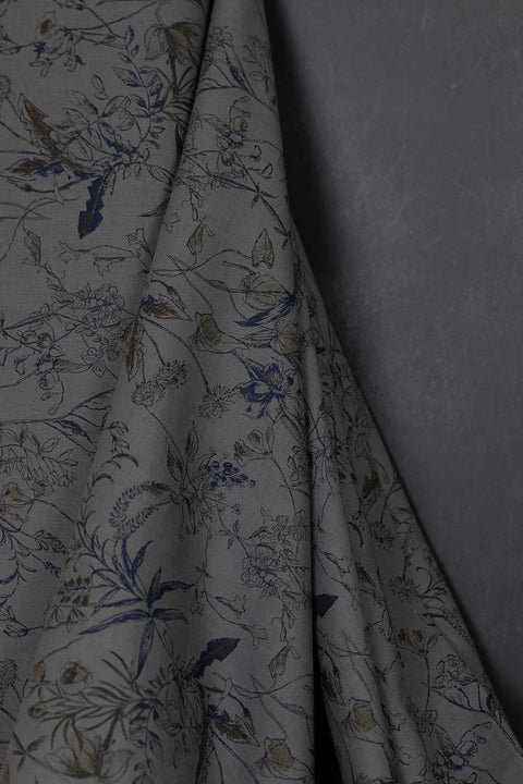 OSKikkä Linen/Cotton Printed Floral Grey