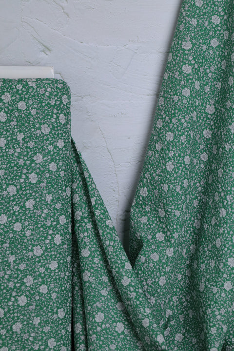 Cotton Printed Seersucker Floral Emerald