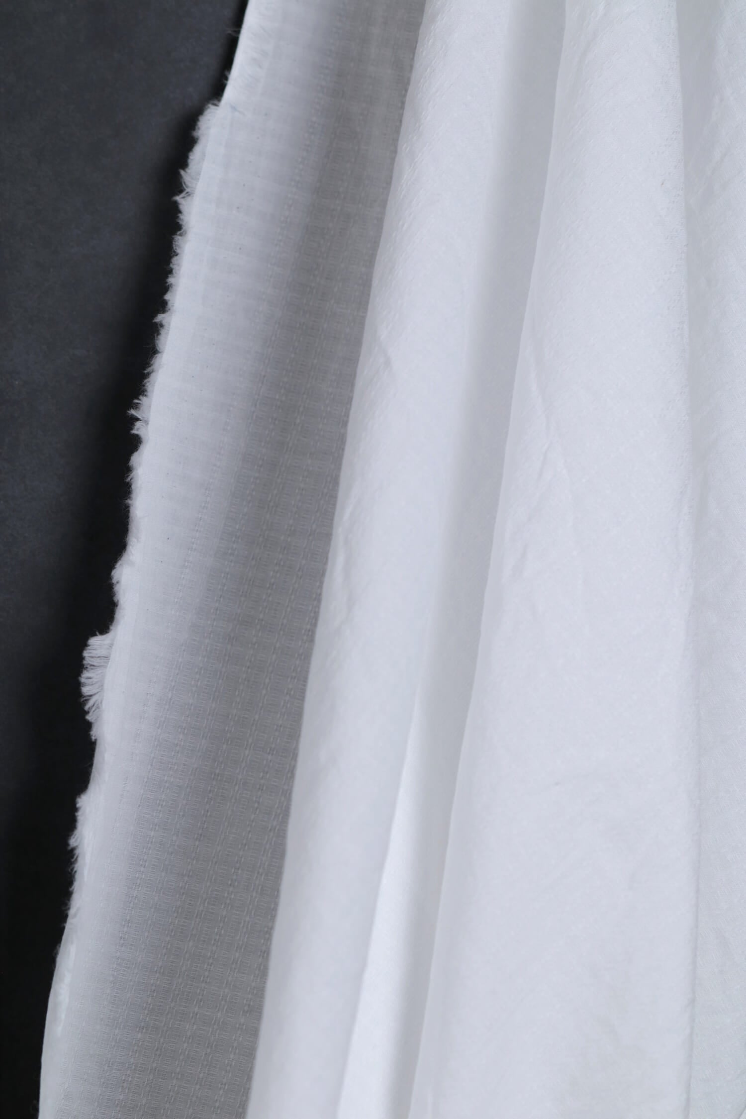 Cotton Dobby Feint Stripe White