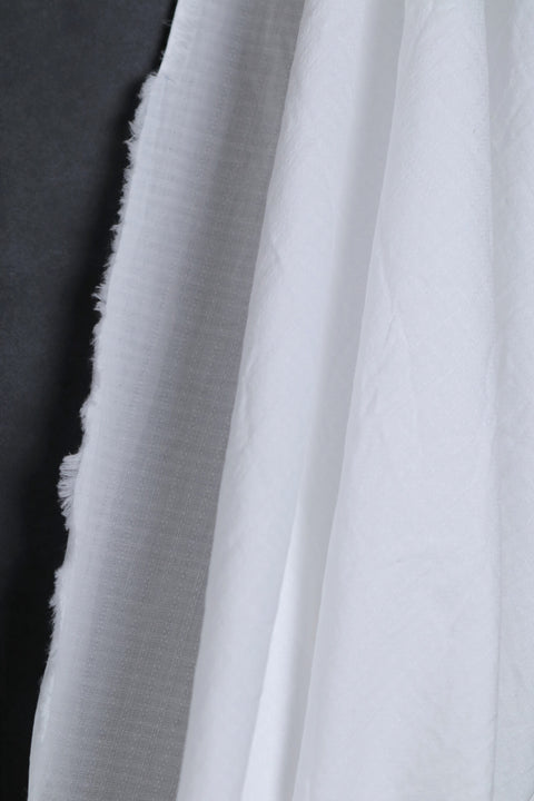 Cotton Dobby Feint Stripe White