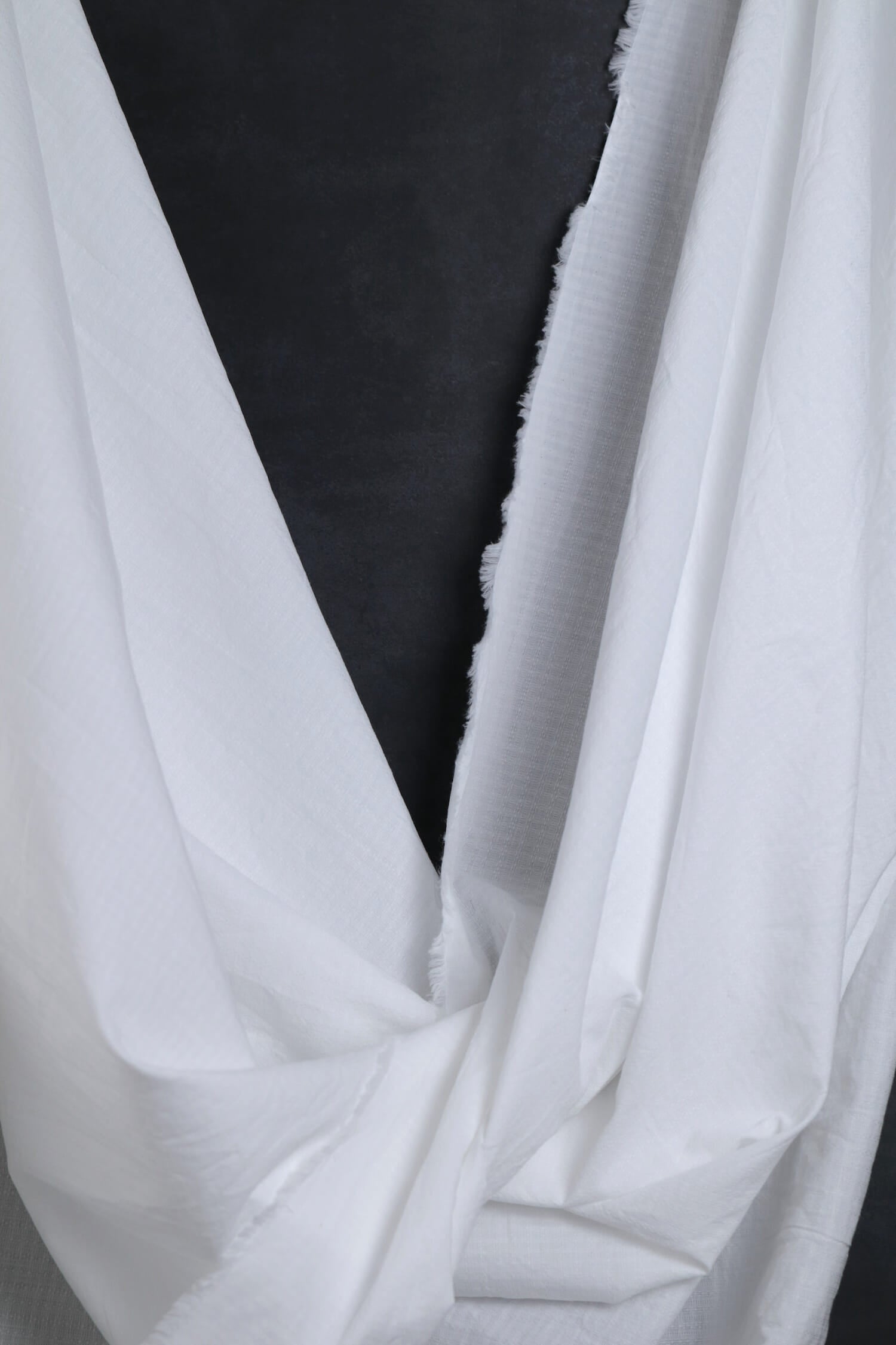 Cotton Dobby Feint Stripe White