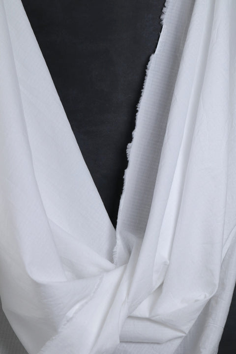 Cotton Dobby Feint Stripe White