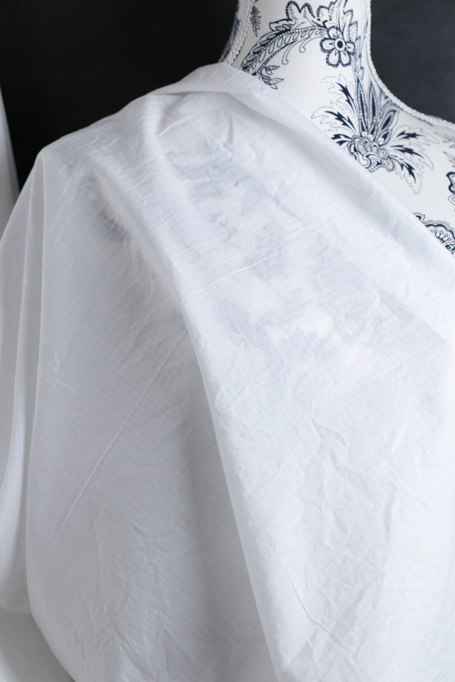 Cotton Dobby Feint Stripe White