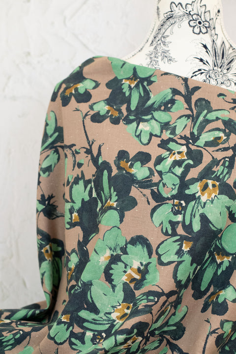 Floral Printed Cotton/Linen Pink
