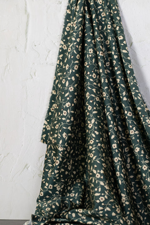 Floral Printed Rayon/Cotton Green