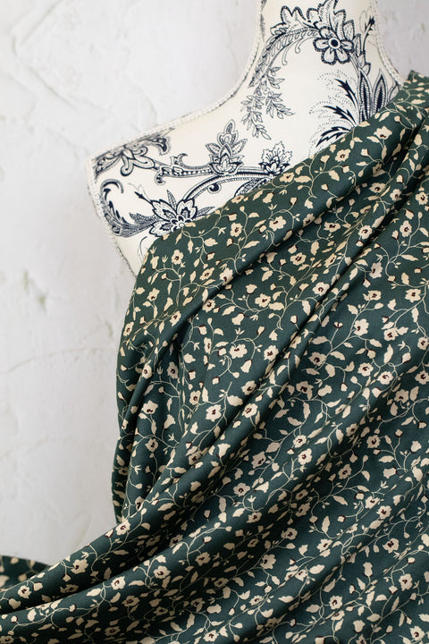 Floral Printed Rayon/Cotton Green