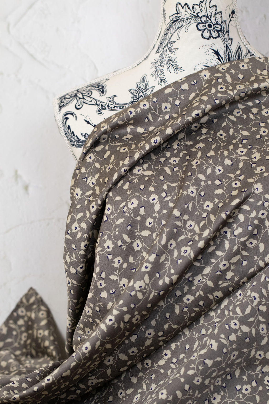 Floral Printed Rayon/Cotton Grey