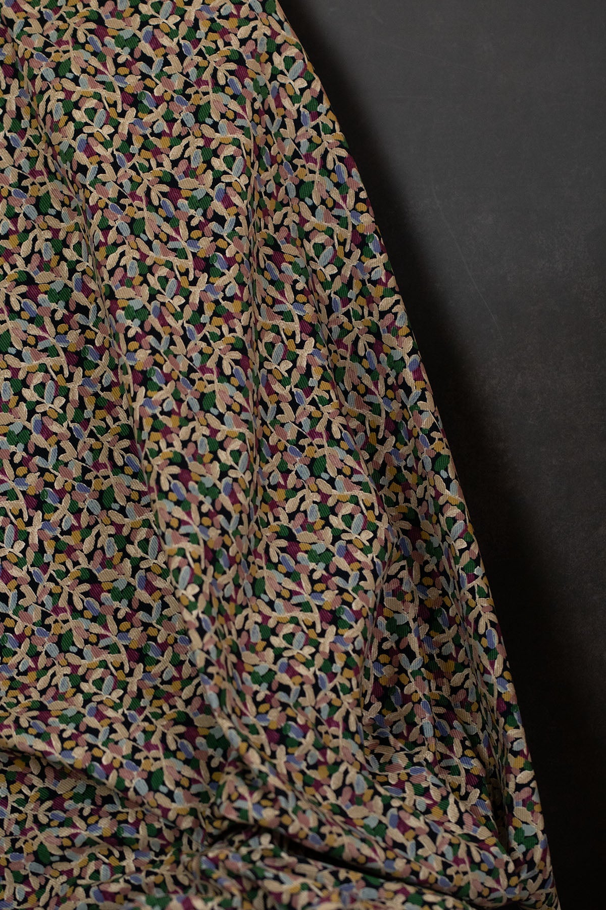 Floral Cotton Printed Corduroy Dark Blue