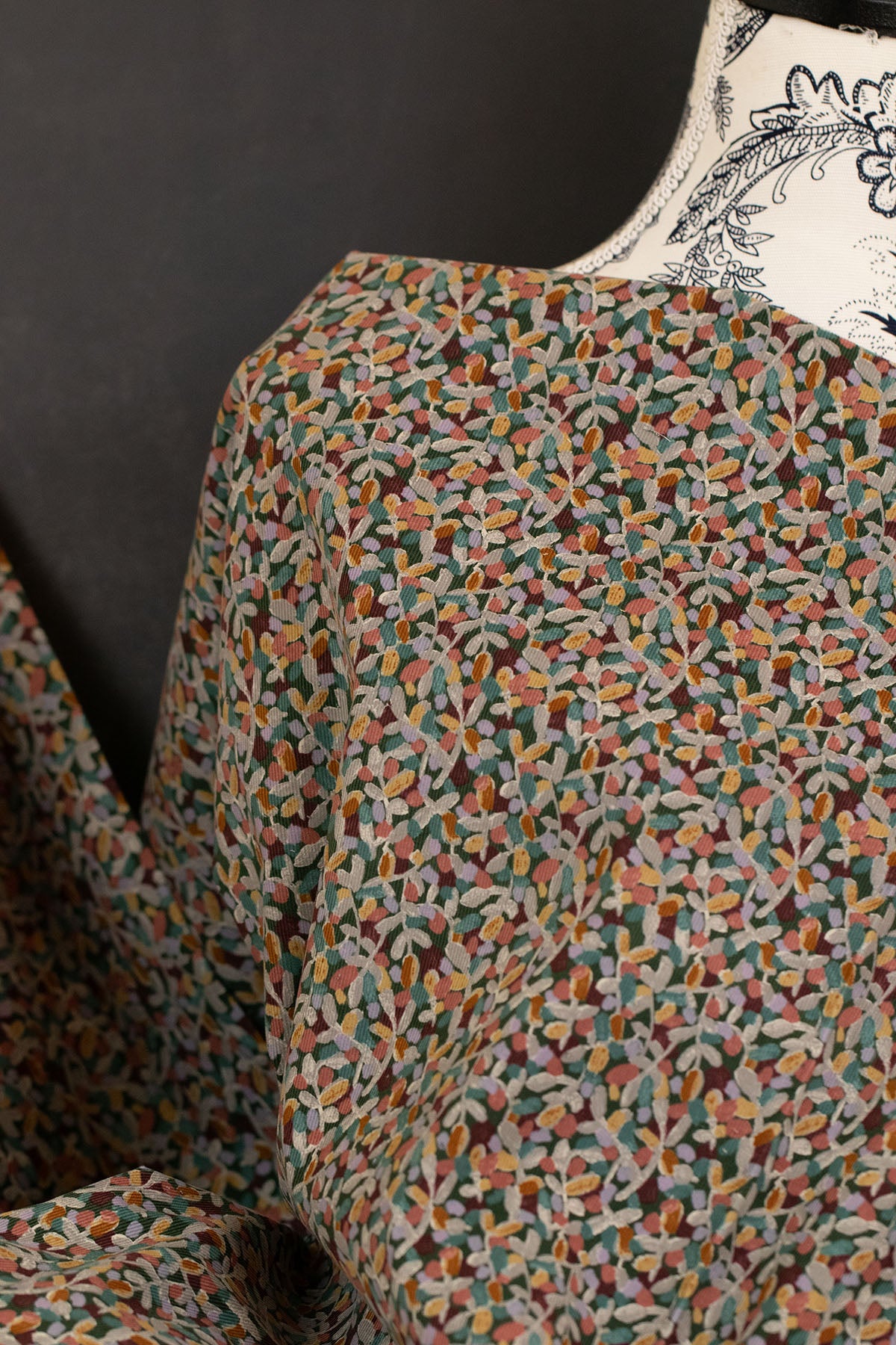 Floral Cotton Printed Corduroy Green