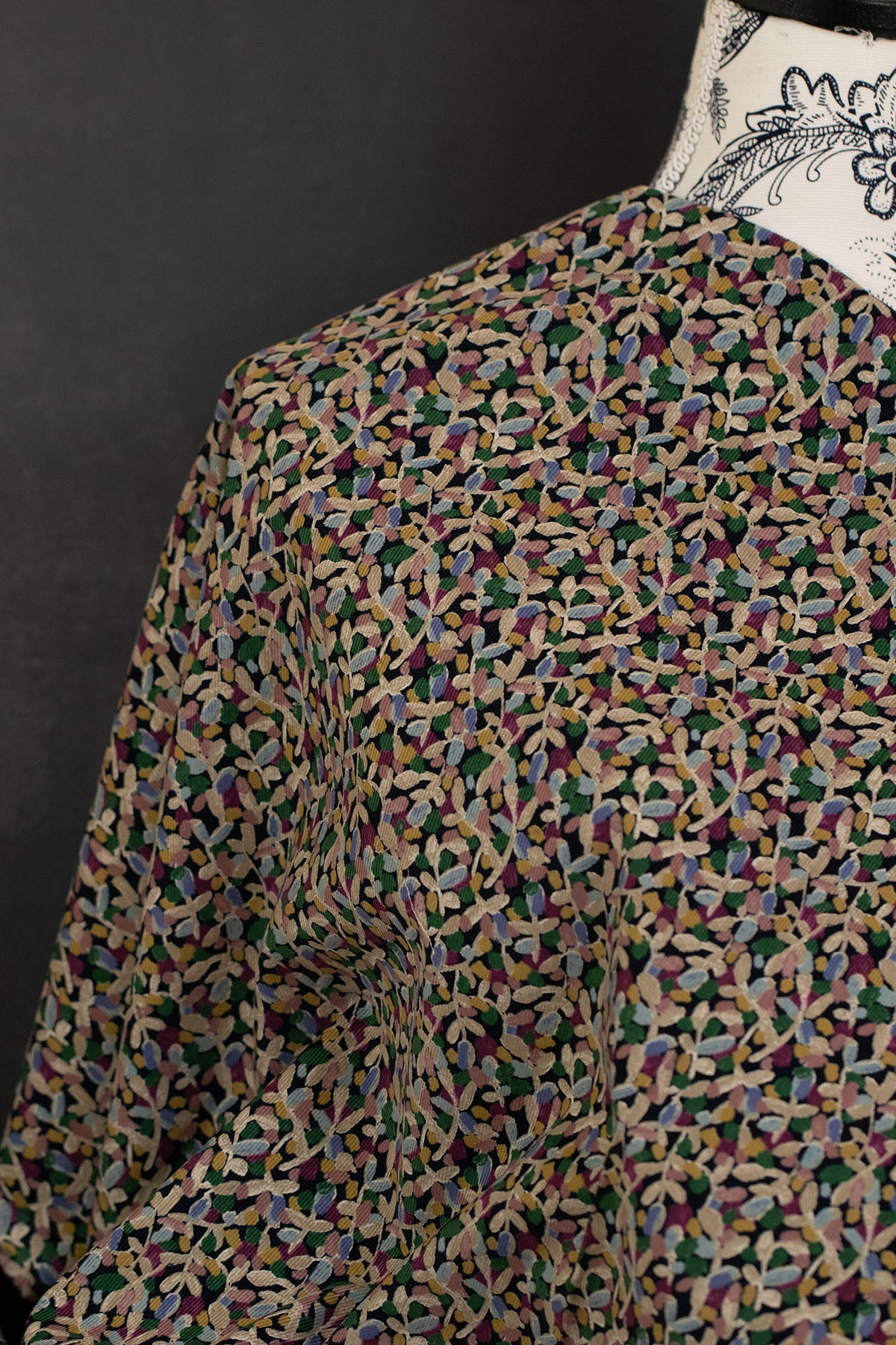 Floral Cotton Printed Corduroy Dark Blue