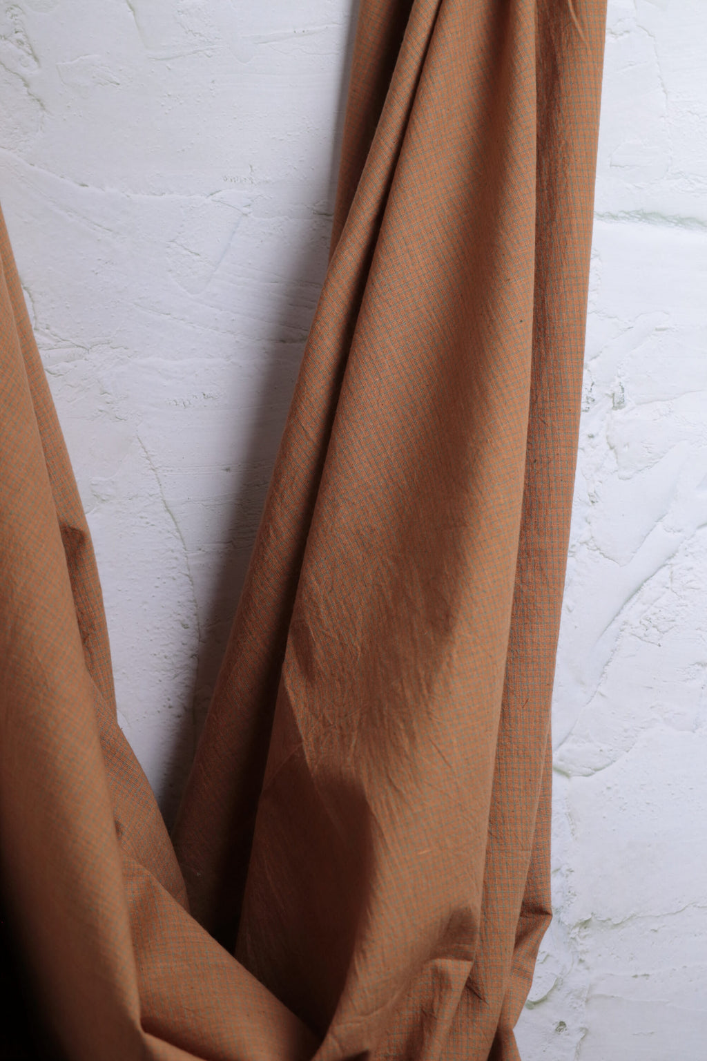 Indian Handwoven Cotton Check Brown (Remnant)