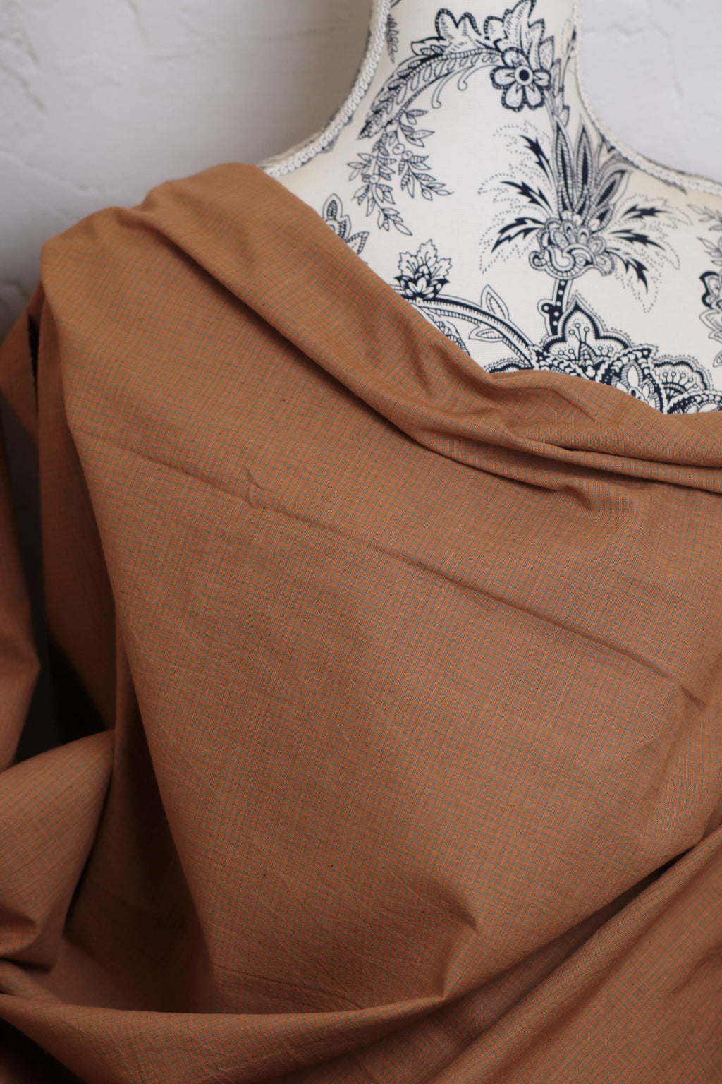 Indian Handwoven Cotton Check Brown (Remnant)