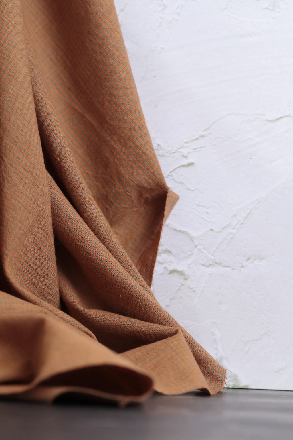 Indian Handwoven Cotton Check Brown (Remnant)