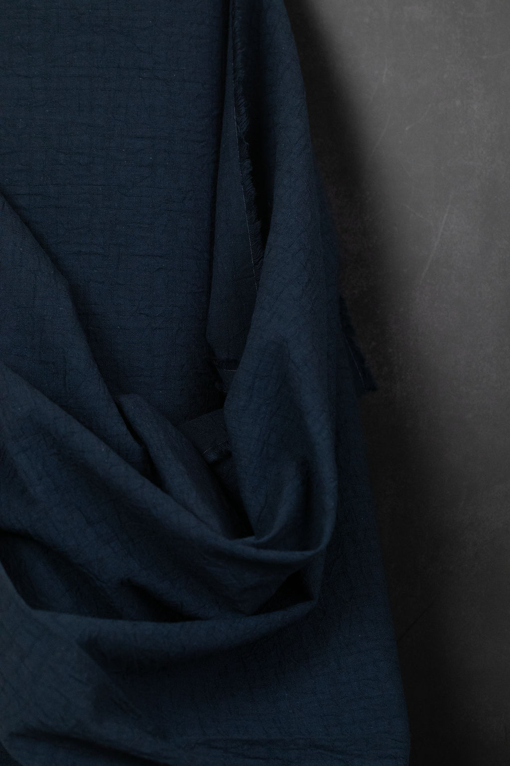 Japanese Maple Crinkled Dobby Cotton Navy