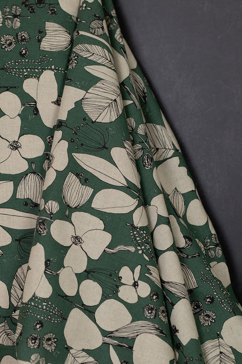 OSKikkä Linen/Cotton Printed Floral Green