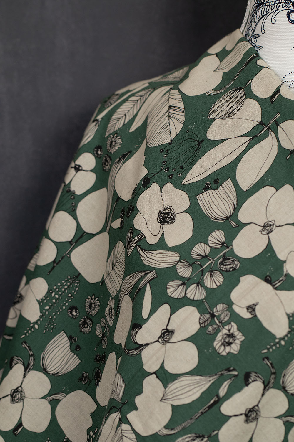 OSKikkä Linen/Cotton Printed Floral Green