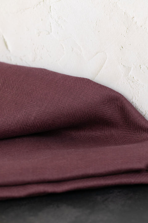 Lithuanian Linen Herringbone Cherry