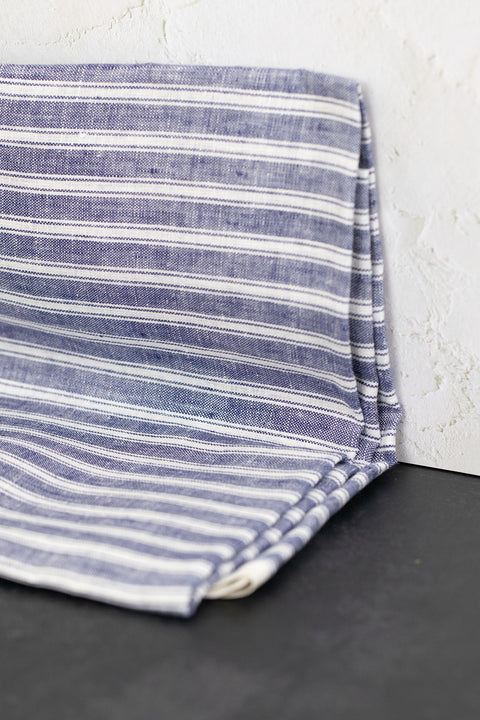 Lithuanian Yarn-Dyed Linen Stripe Blue & White