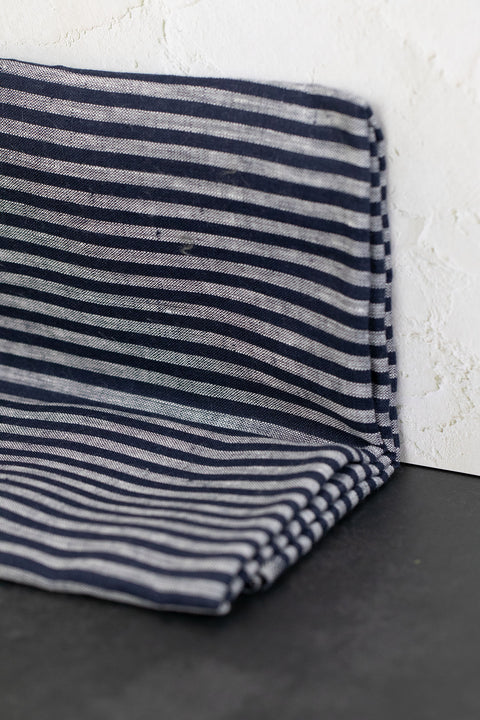 Lithuanian Yarn-Dyed Linen Stripe Dark Blue
