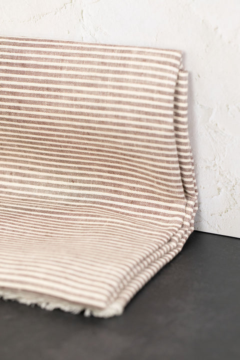 Lithuanian Yarn-Dyed Linen Stripe Brown/Ecru