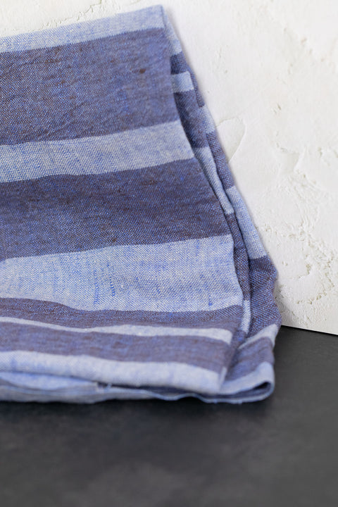 Lithuanian Yarn-Dyed Striped Linen Blue