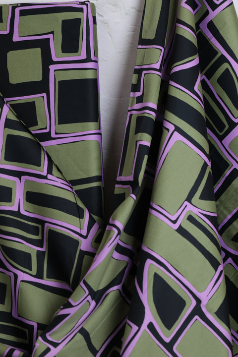Cotton Satin Geometric Black