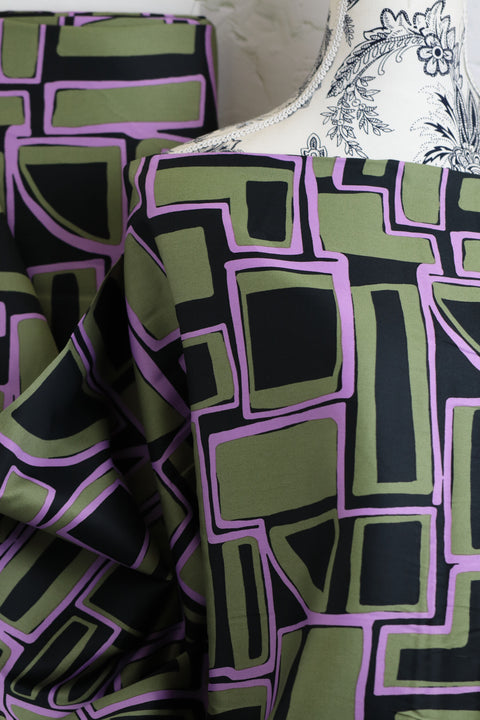 Cotton Satin Geometric Black