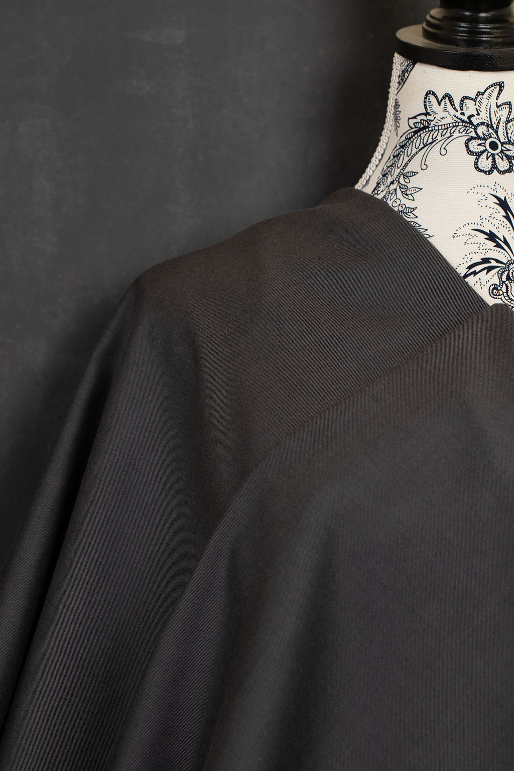 Wool/Cotton Twill Melange Blackened Pearl