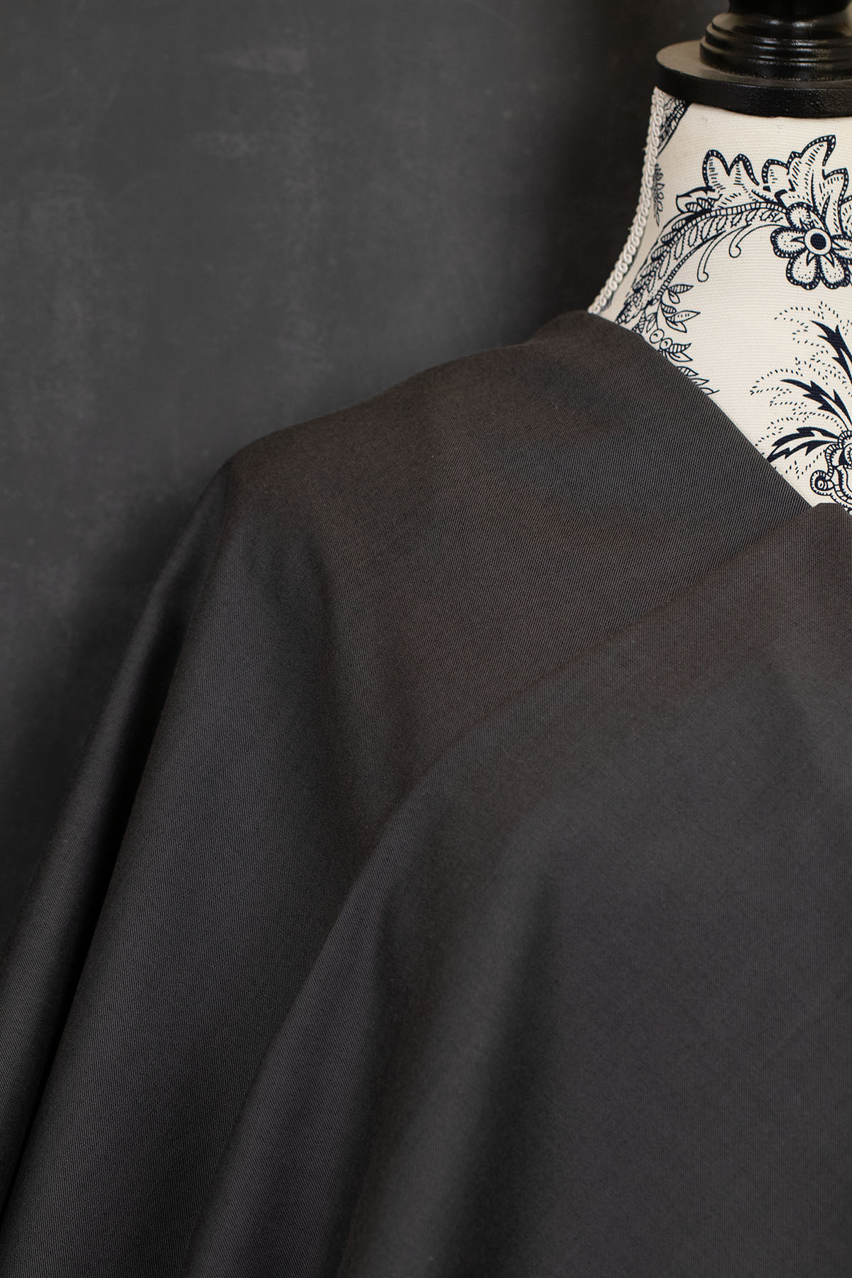 Wool/Cotton Twill Melange Blackened Pearl