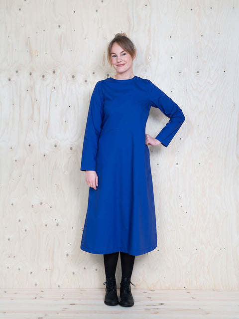 Multi Sleeve Midi Dress blue front