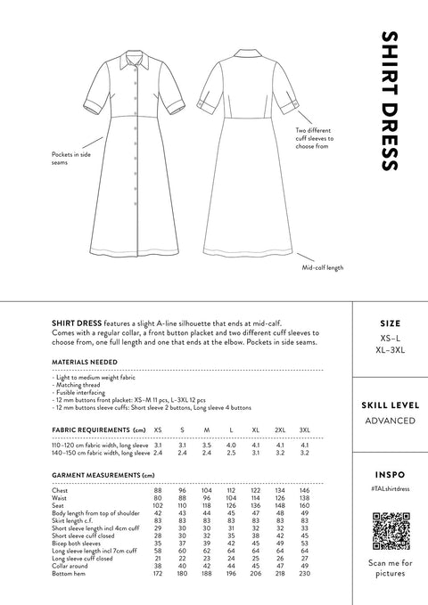 Shirt Dress pattern information