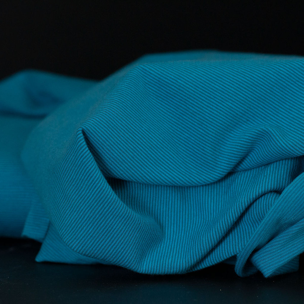 Bella Yarn Dyed Cotton Jersey Turquiose/Grey