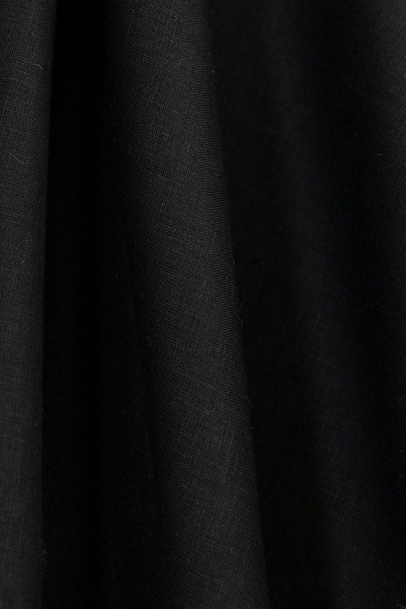European Plain Dyed Linen Black