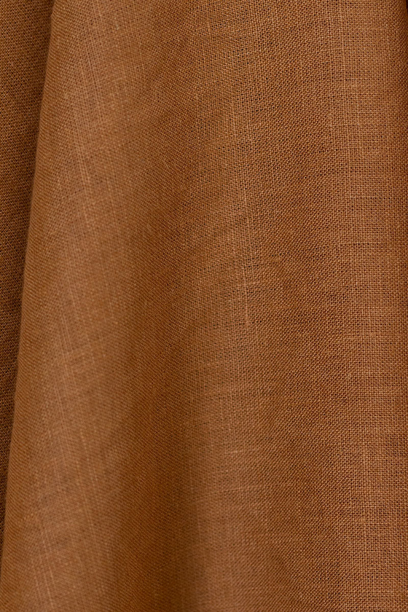 European Plain Dyed Linen Caramel