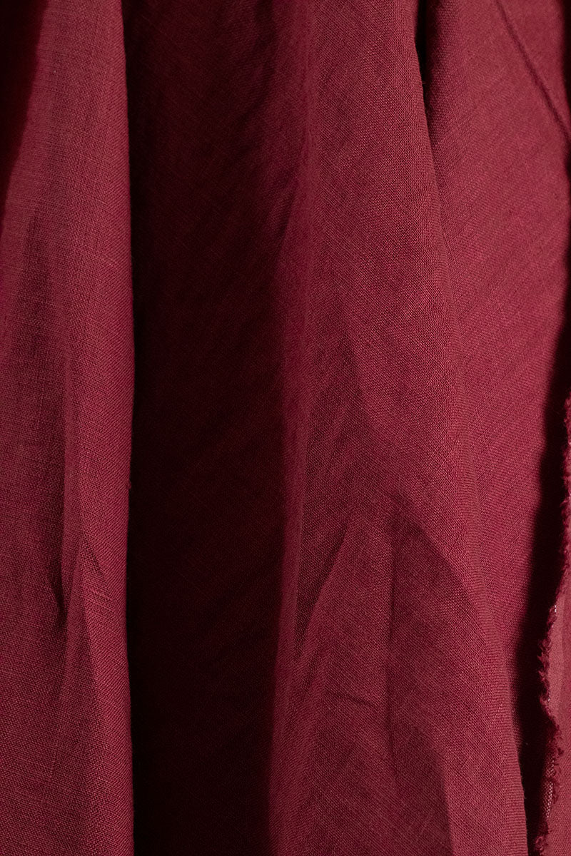 Lithuanian Plain Dyed Linen Washed Raspberry