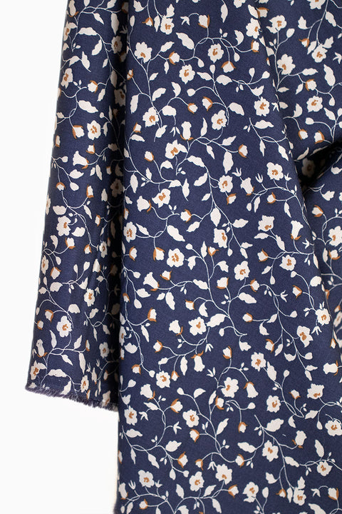 Floral Printed Rayon/Cotton Blue