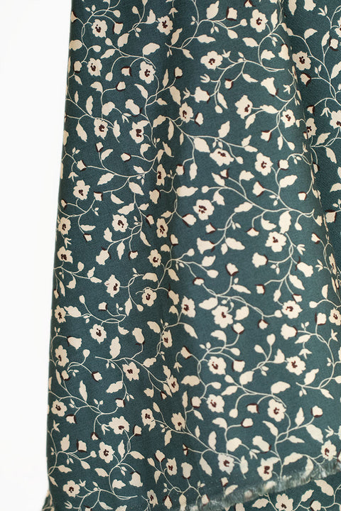 Floral Printed Rayon/Cotton Green